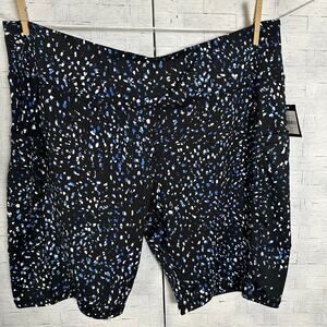 AVE leisure bike shorts black blue & white speckles active wear summer plus size